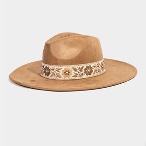BROWN FLOWER RIBBON HAT